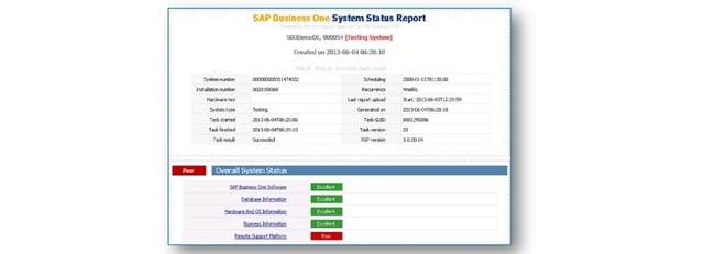 SAP Business One Remote Support Platform Status Report Example SAP Business One Remote Support Platform Status Report Example